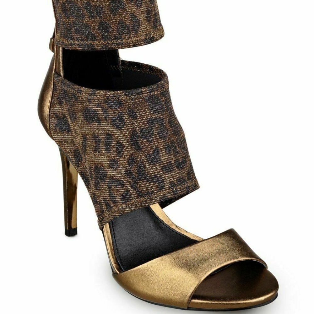 New GUESS Cayen Cutout High Heels In Bronze Multi - Picture 2 of 4